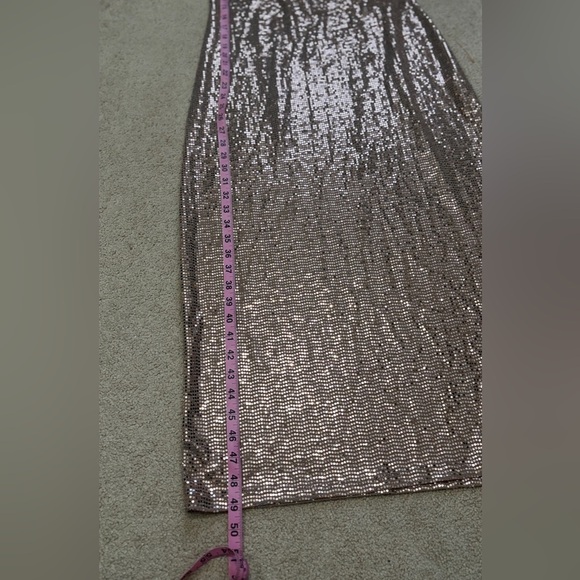 ✨ Bebe Metallic Sequin Slip Dress – Size L ✨ Rose Gold| New Without Tags - Picture 9 of 12